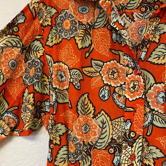 Rhode Resort Floral Maxi Shirt Dress Orange Small - Picture 3 of 6